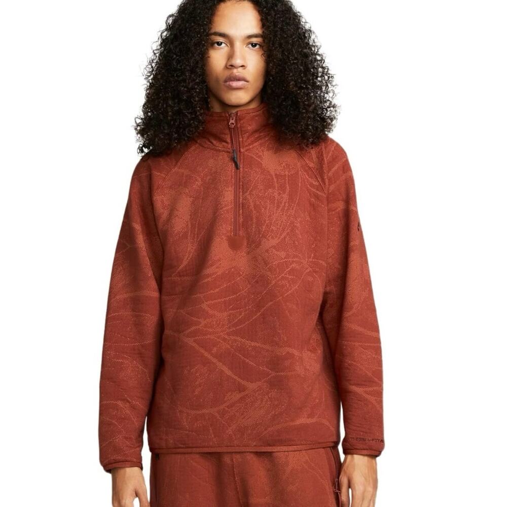 Nike Hoodie Men’s Medium  Brown Tech Pack Therma Loose Fit Zipper Pockets Hoodie